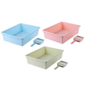 Picture of CAT LITTER TRAY WITH SCOOP PINK/BLUE/WHITE/GREEN