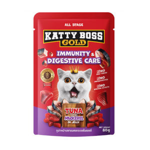Picture of KATTY BOSS GOLD  Tuna Topping Mackerel in Jelly wet cat food, immune-boosting formula & digestive system care, 80 grams