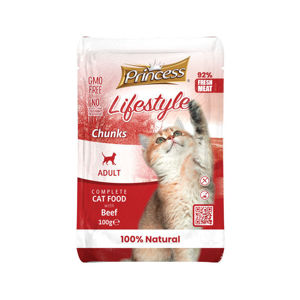 Picture of Princess Life Style Chunks With Beef Cat Wet Food Pouch 100G