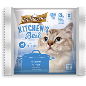 Picture of Complete Cat Food 70% Animal Protein, 2 Pack Salmon, 2 Pack Tourt (Gmo Free) Steam Boiled Chunks In Gravy 400G