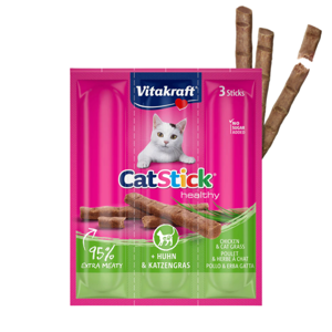 Picture of Vitakraft Cat Sticks Mini Chicken & Cat Grass 18g (3 Sticks)