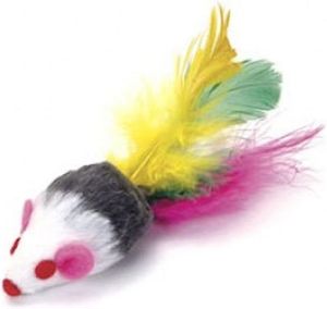 Picture of Mouse Rattle Tumbler Cat Toy with Feathers