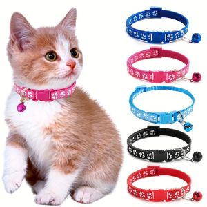 Picture of Cute Paw Print Adjustable Pet Collars With Bells