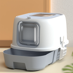 Picture of Pet Toilet Enclosed Cat Litter Box Anti-splash Good-looking Odor Resistant Large Cat Litter Box