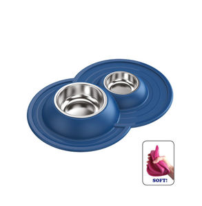 Picture of Volcano INOX Double - anti-dirt soft bowl-holder with inox bowl inside.
