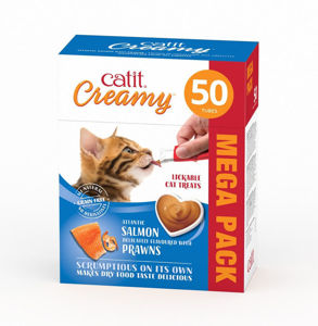 Picture of Catit Creamy Treats Mega Pack Salmon With Prawn, 50 Tubes Box (Full Box)