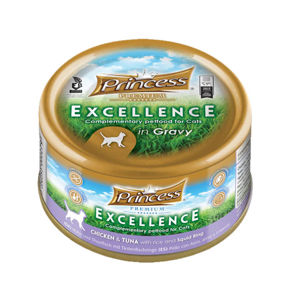 Picture of princess excellence cat food chicken & tuna with rice and squid ring 70g